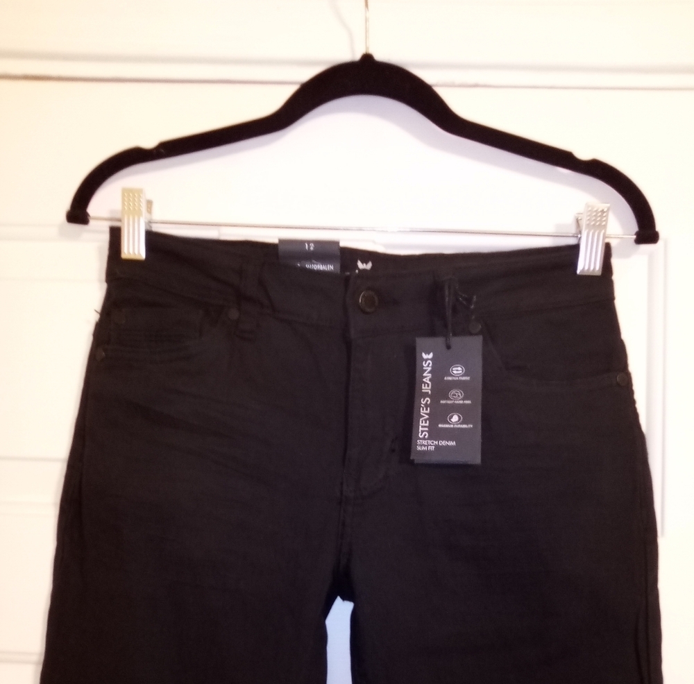 Steve's Jeans Women's Black Straight Leg Jeans Slim Fit Size 12 - Picture 2 of 4